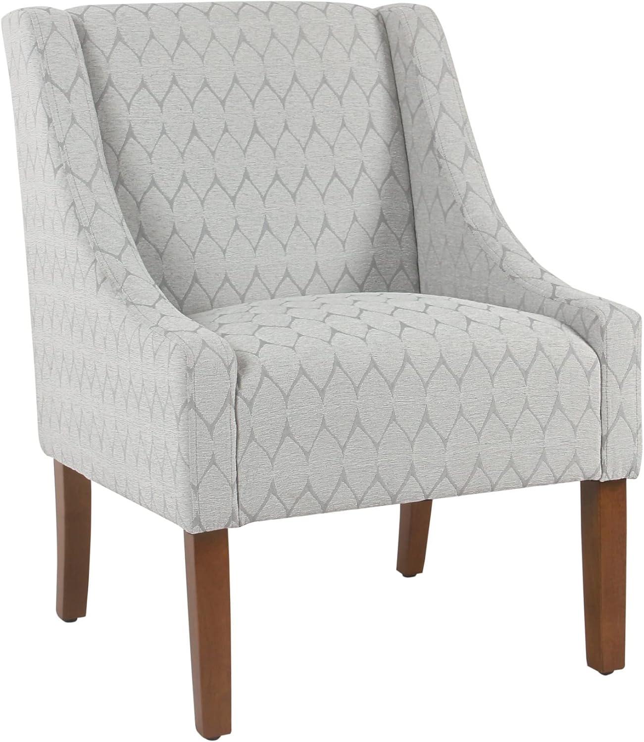 Modern Geometric Swoop Accent Chair in Textured Gray with Wood Legs