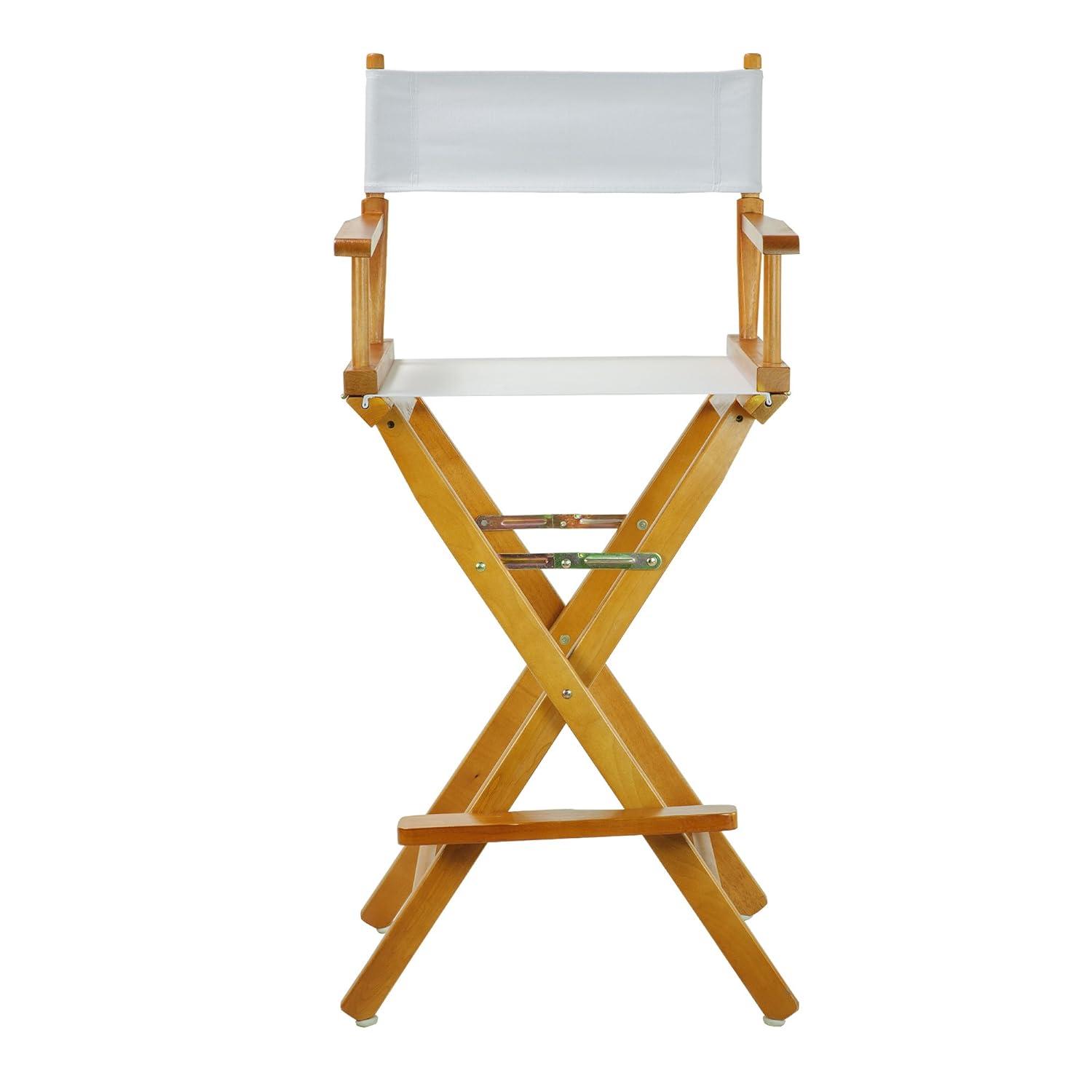 "30" Director's Chair Honey Oak Frame-White Canvas"