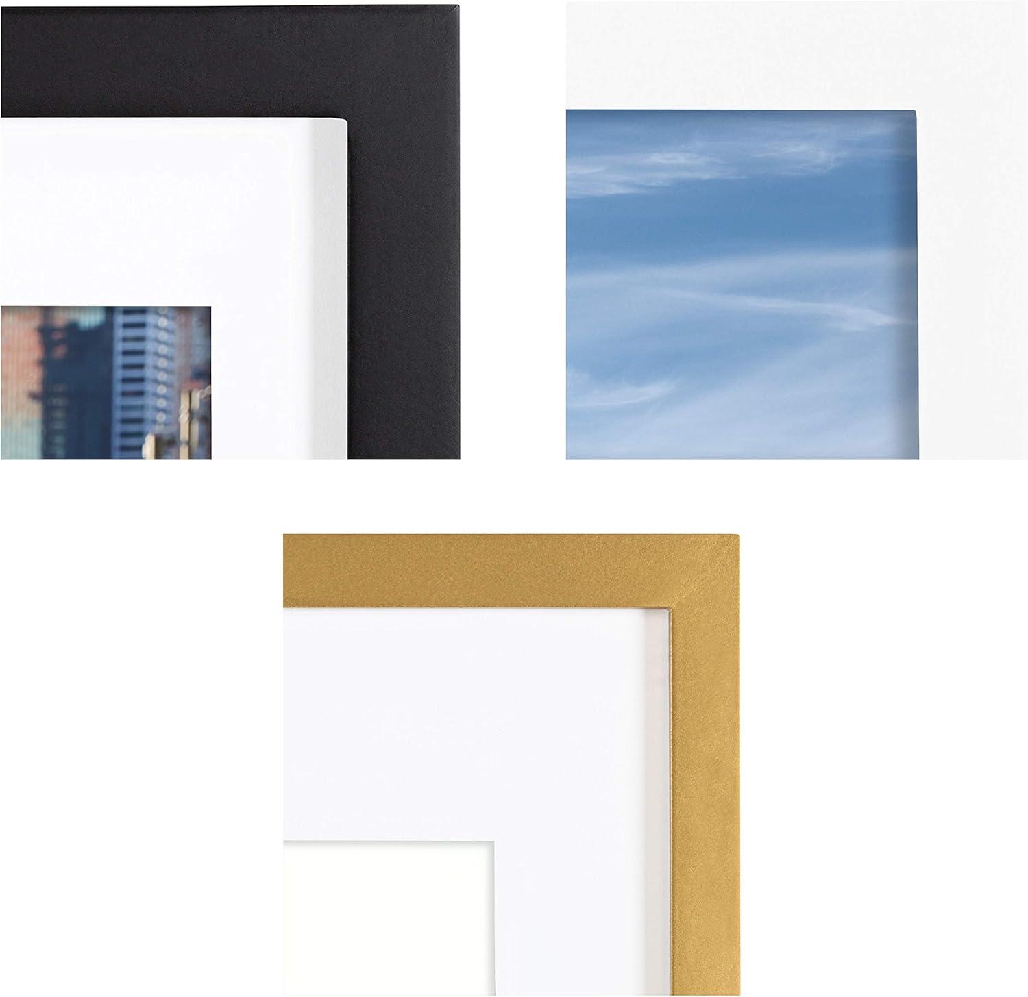 6pc Gallery Frame Box Set Gold/Black/White - Kate & Laurel All Things Decor: MDF Material, Sawtooth Hanger, Beveled Mat