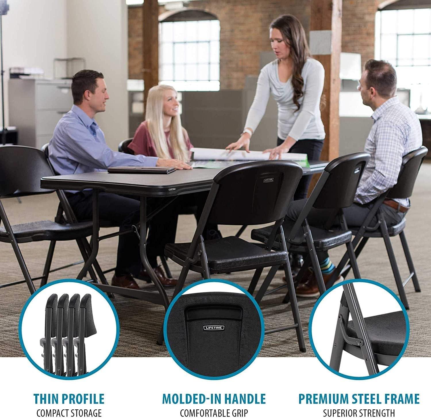 Lifetime Folding Chair, Indoor/Outdoor Commercial, Adult, Black, 4 Pack (80187)