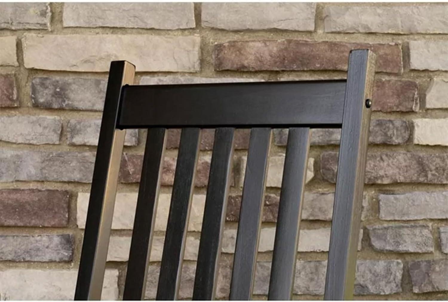 Jack Post Knollwood Mission Style Outdoor High Gloss Hardwood Rocker Chair with Slat Back Design, for Porch, Patio, Lawn, or Garden, Black