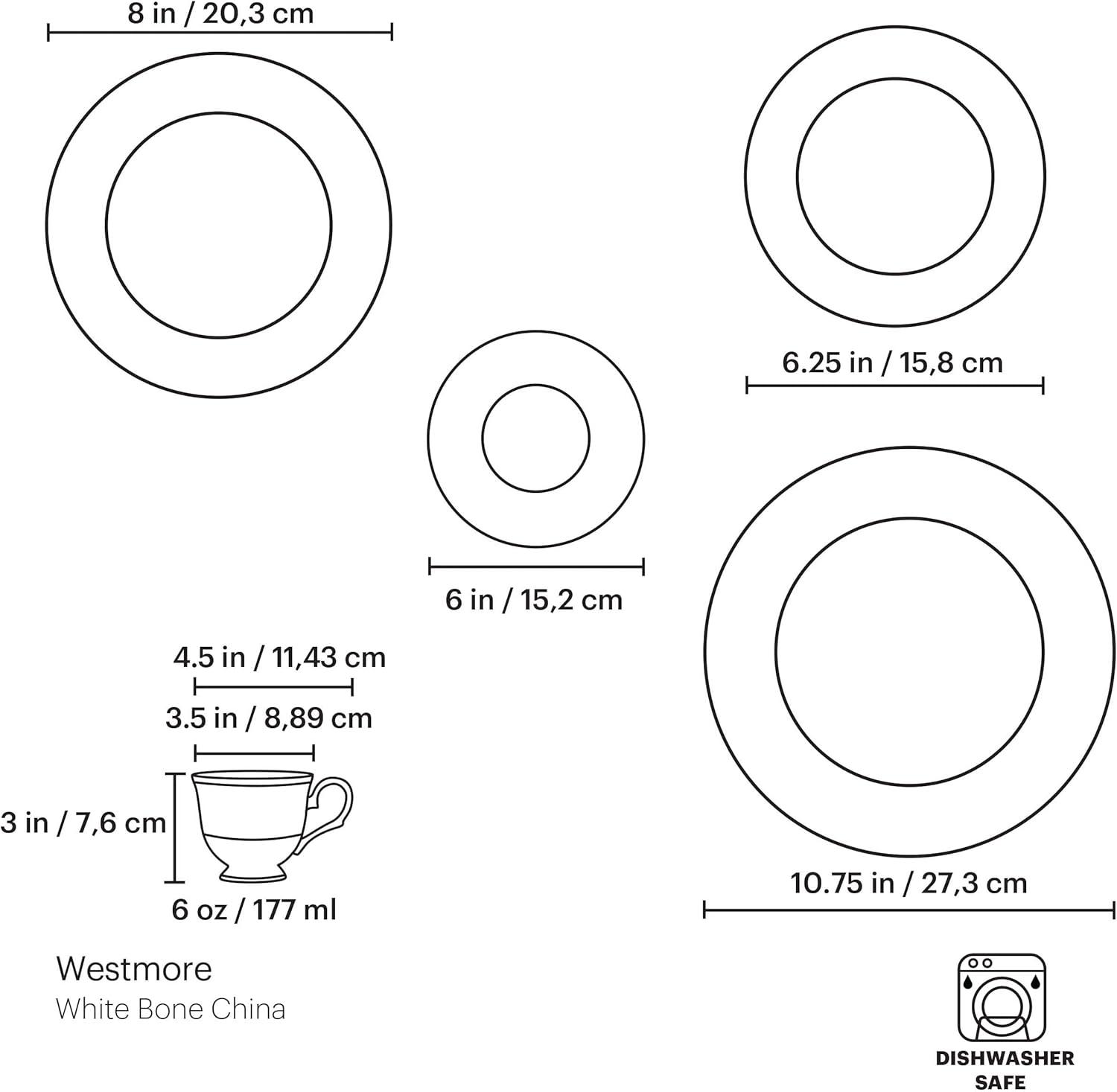 Lenox Westmore White and Blue Bone China 5-Piece Place Setting