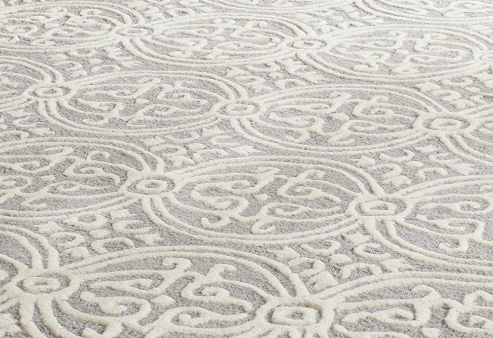 SAFAVIEH Cambridge Leslie Geometric Wool Area Rug, Silver/Ivory, 10' x 14'