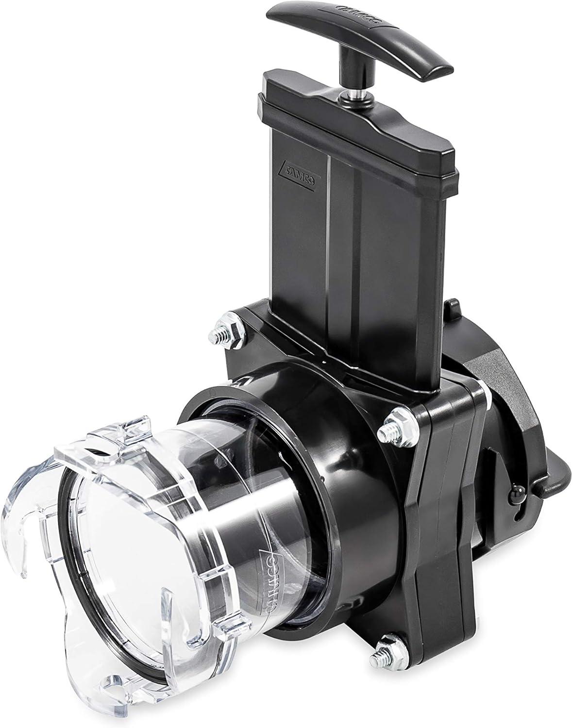 Camco RV Gate Valve | Features Built-In 3-1/2-inch Clear Adapter | Provides a Quick Fix for Leaky Valves | Black and Clear (39053)