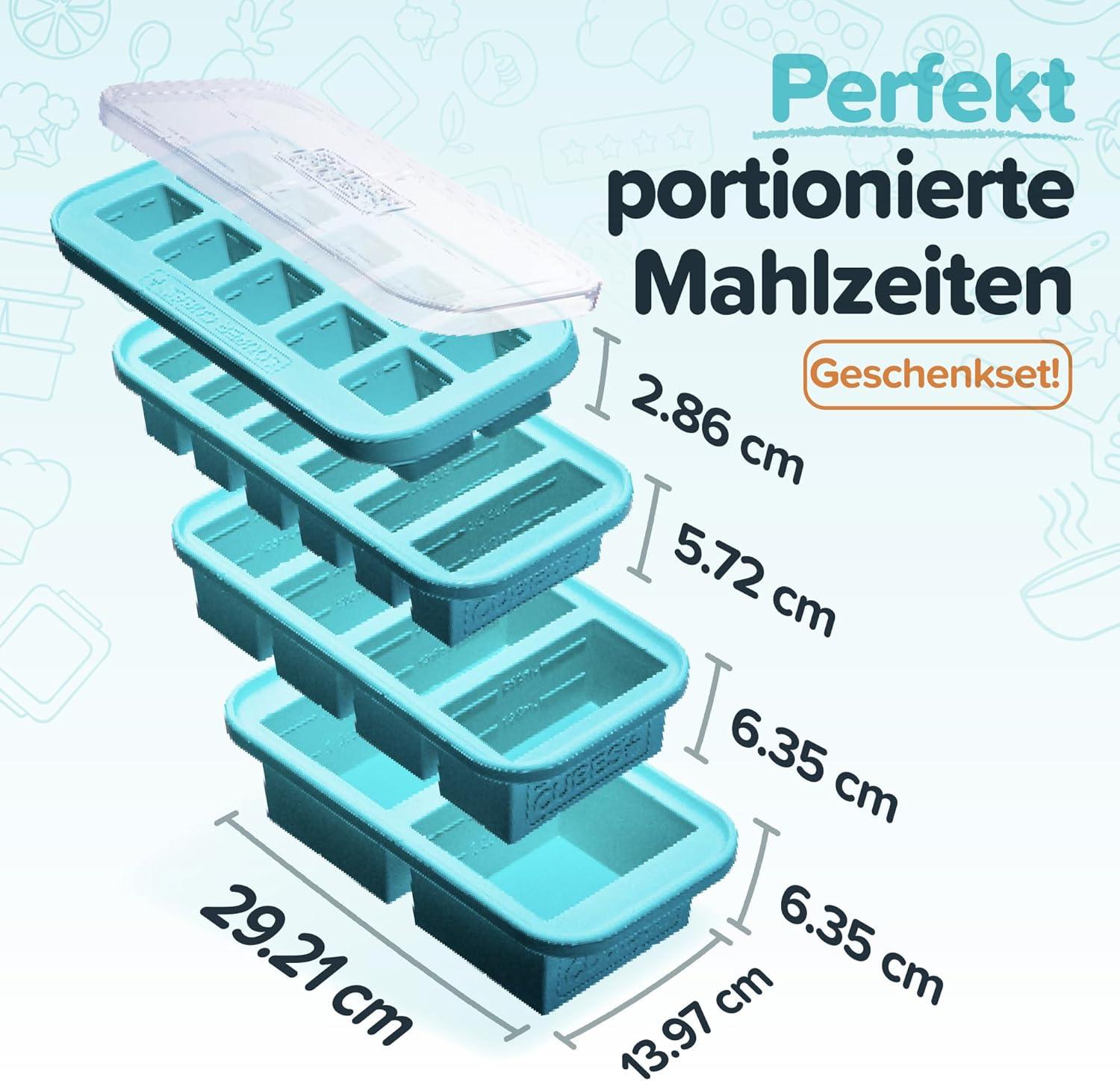 Souper Cubes 4pk Ultimate Food Freezing Tray Set Aqua Blue