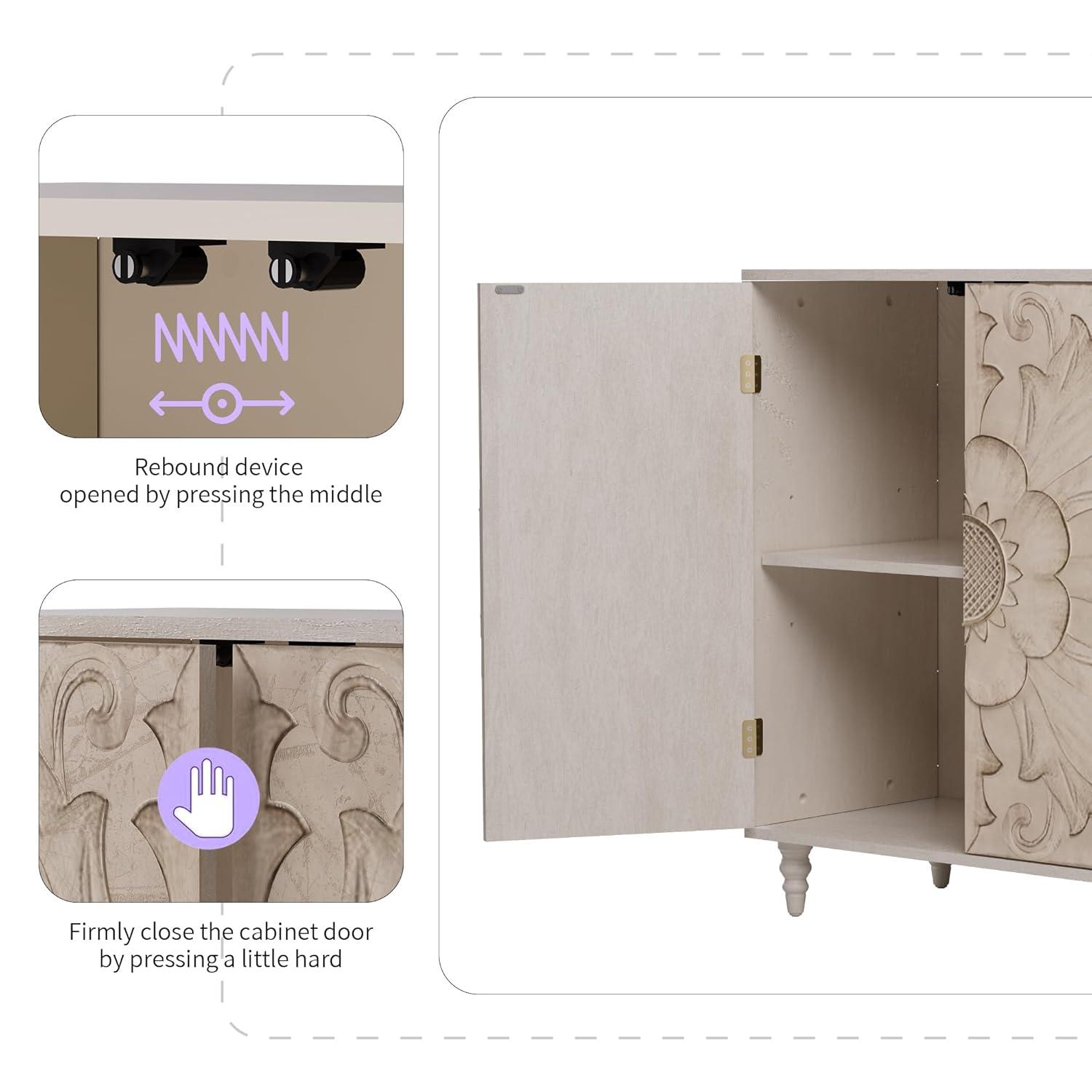 Mercer41 47.2" Accent Cabinet With 3D Geometric Doors