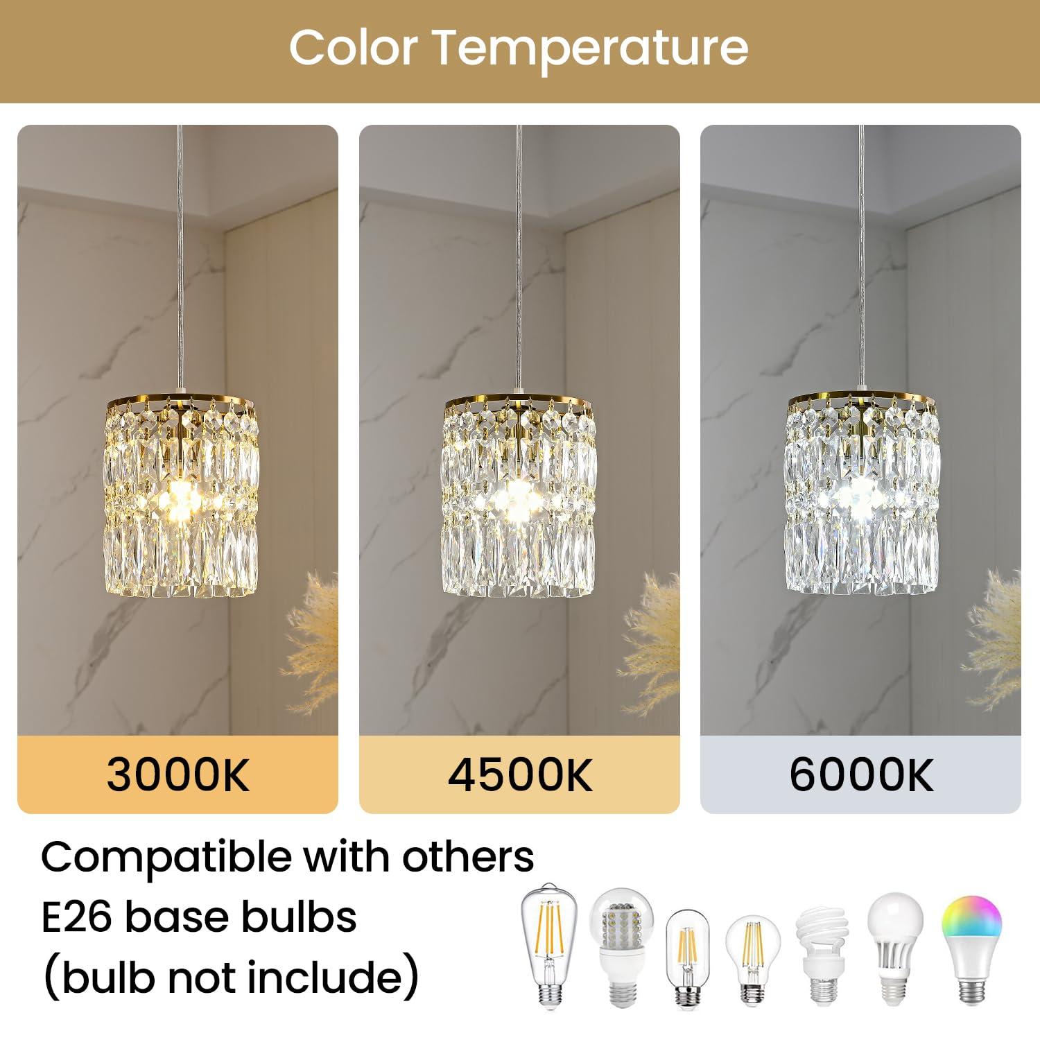 Modern Crystal Pendant Light for Kitchen Island Height Adjustable Gold Chandeliers Light Fixture Hanging Ceiling Lights for Hallway Dining Room Bedroom Living Room (2-Pack)
