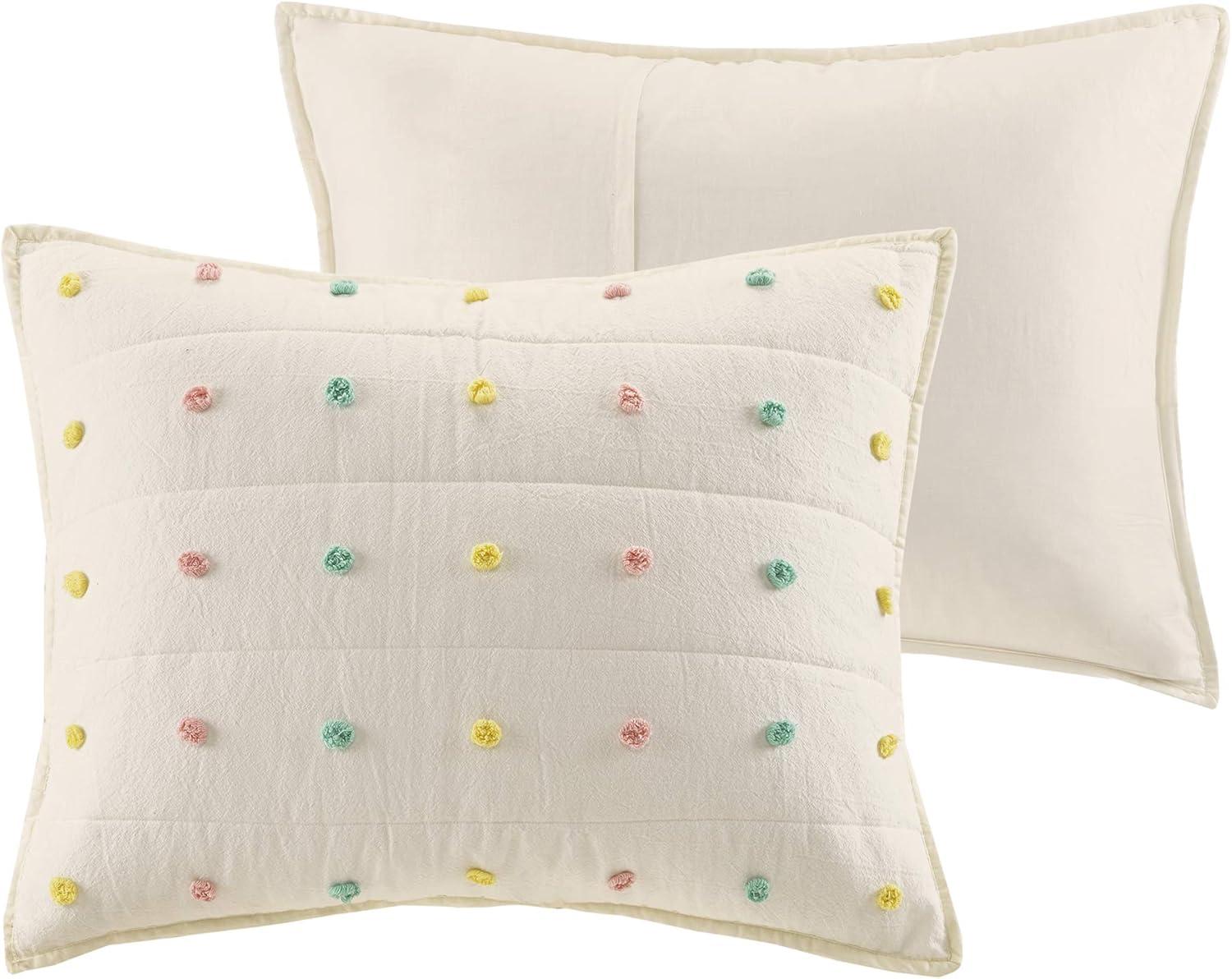 Intelligent Design Kids Callie Pom Pom Cotton Jacquard Quilt Set with Throw Pillows