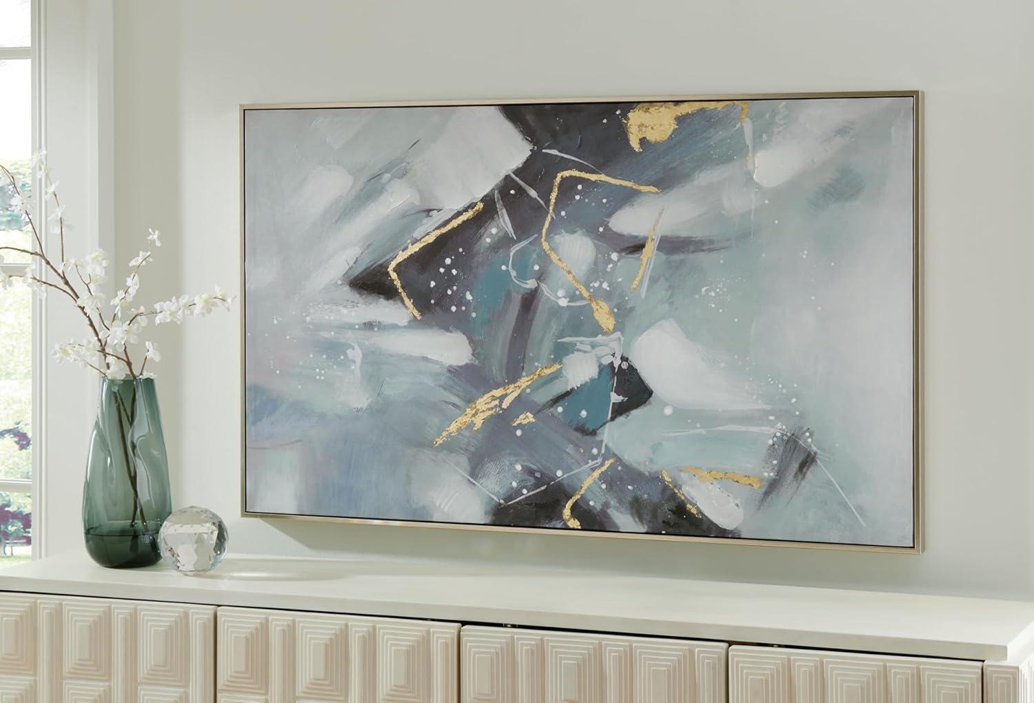 Signature Design by Ashley Cormette Wall Art, Blue, White, & Gold Finish