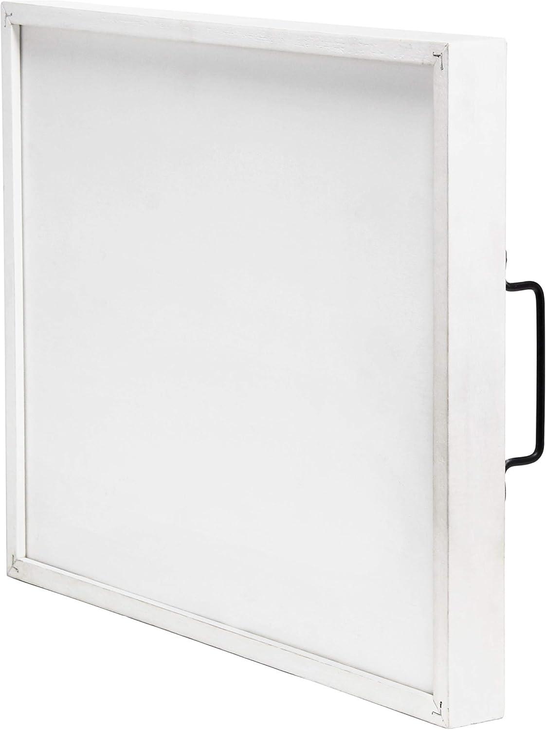 Elegant Designs 15.5" x 12" Decorative Wood Serving Tray, "Welcome", White Wash