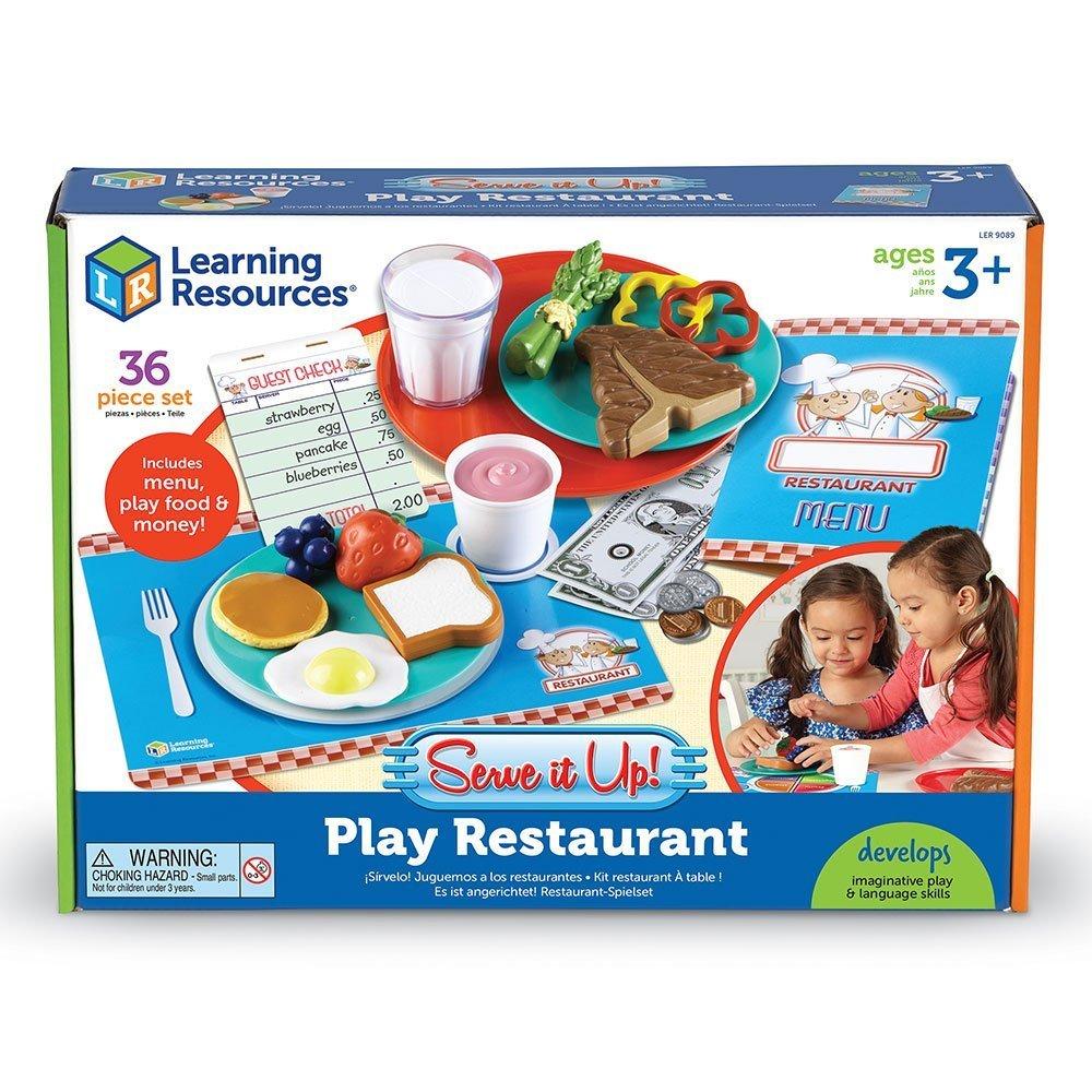 Learning Resources Serve It Up Play Restaurant - 36 Pieces, Boys and Girls Ages 3+, Food Play Set, Pretend Play For Toddlers