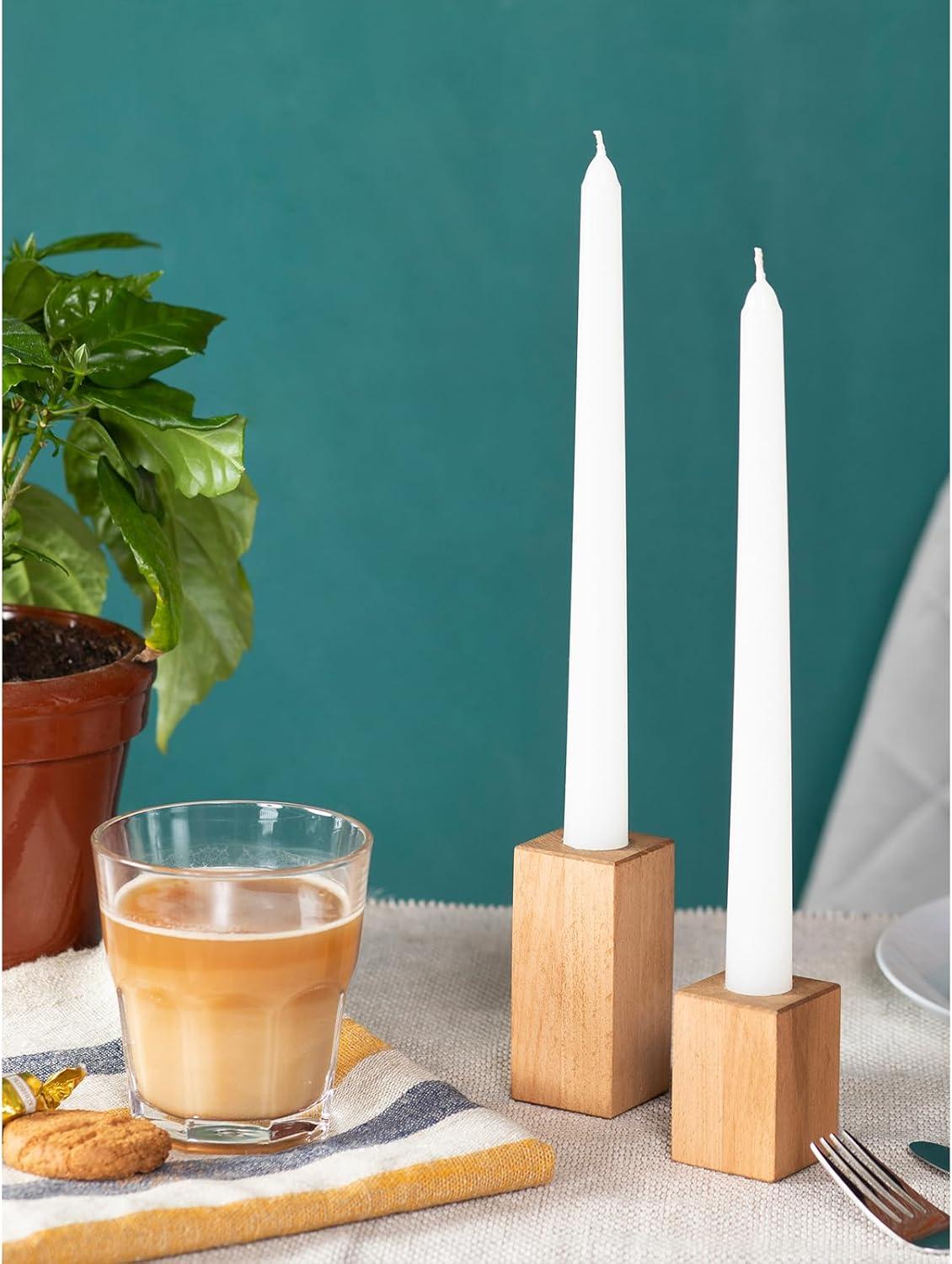 Candwax 10 inch Taper Candles Set of 4 - Dripless Taper Candles and Unscented Candlesticks - Perfect as Dinner Candles and Household Candles - White Candles