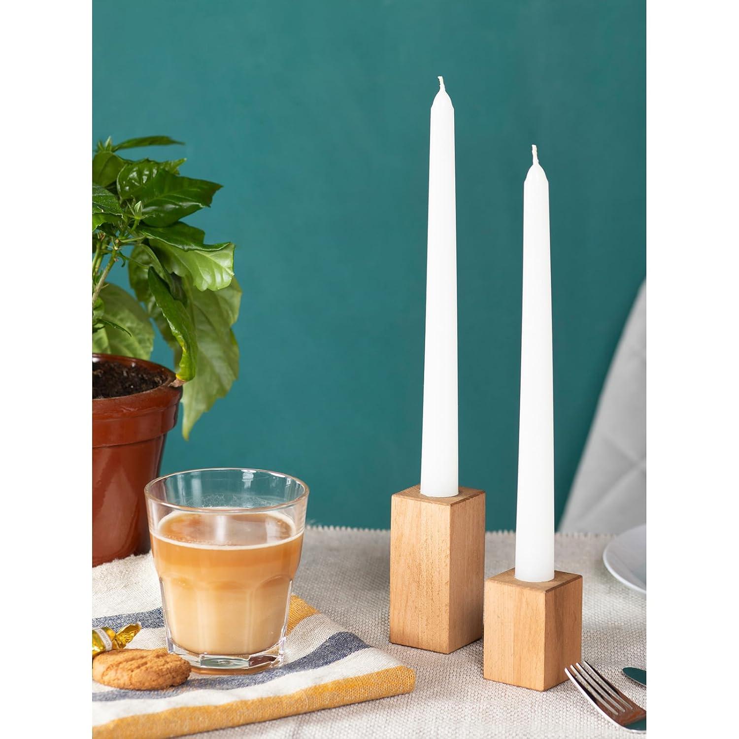 Candwax 10 inch Taper Candles Set of 4 - Dripless Taper Candles and Unscented Candlesticks - Perfect as Dinner Candles and Household Candles - White Candles