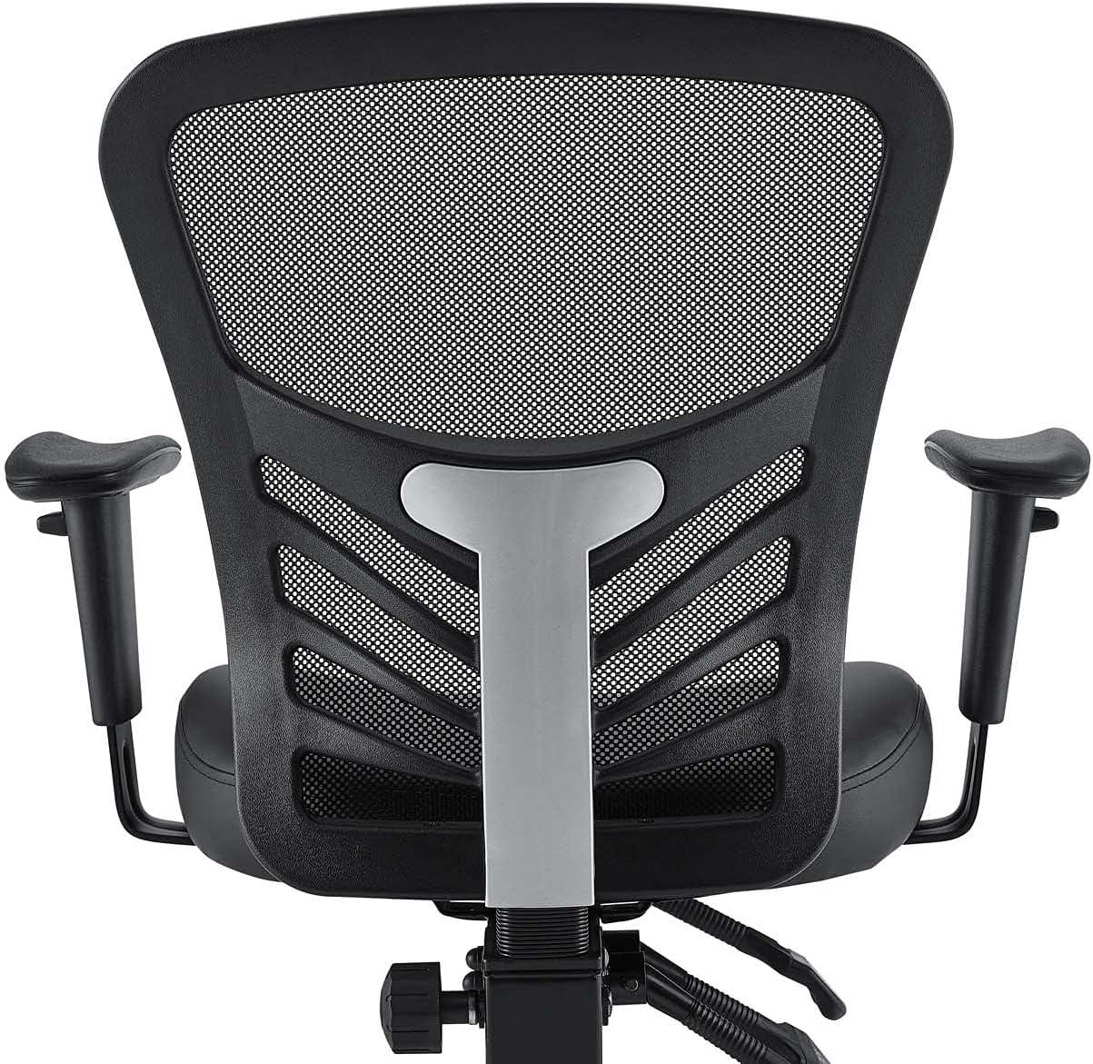 Articulate Mesh Office Chair Black Vegan Leather - Modway: Ergonomic, Adjustable Arms, Swivel, 330lb Capacity