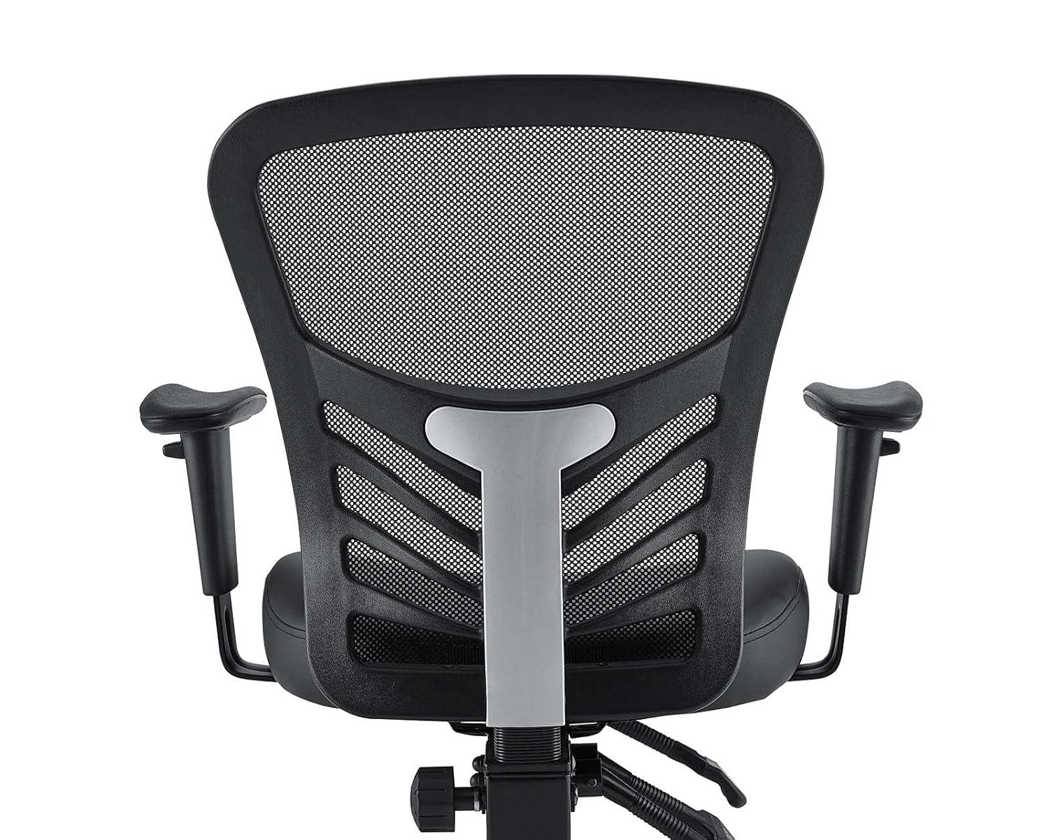 Articulate Mesh Office Chair Black Vegan Leather - Modway: Ergonomic, Adjustable Arms, Swivel, 330lb Capacity