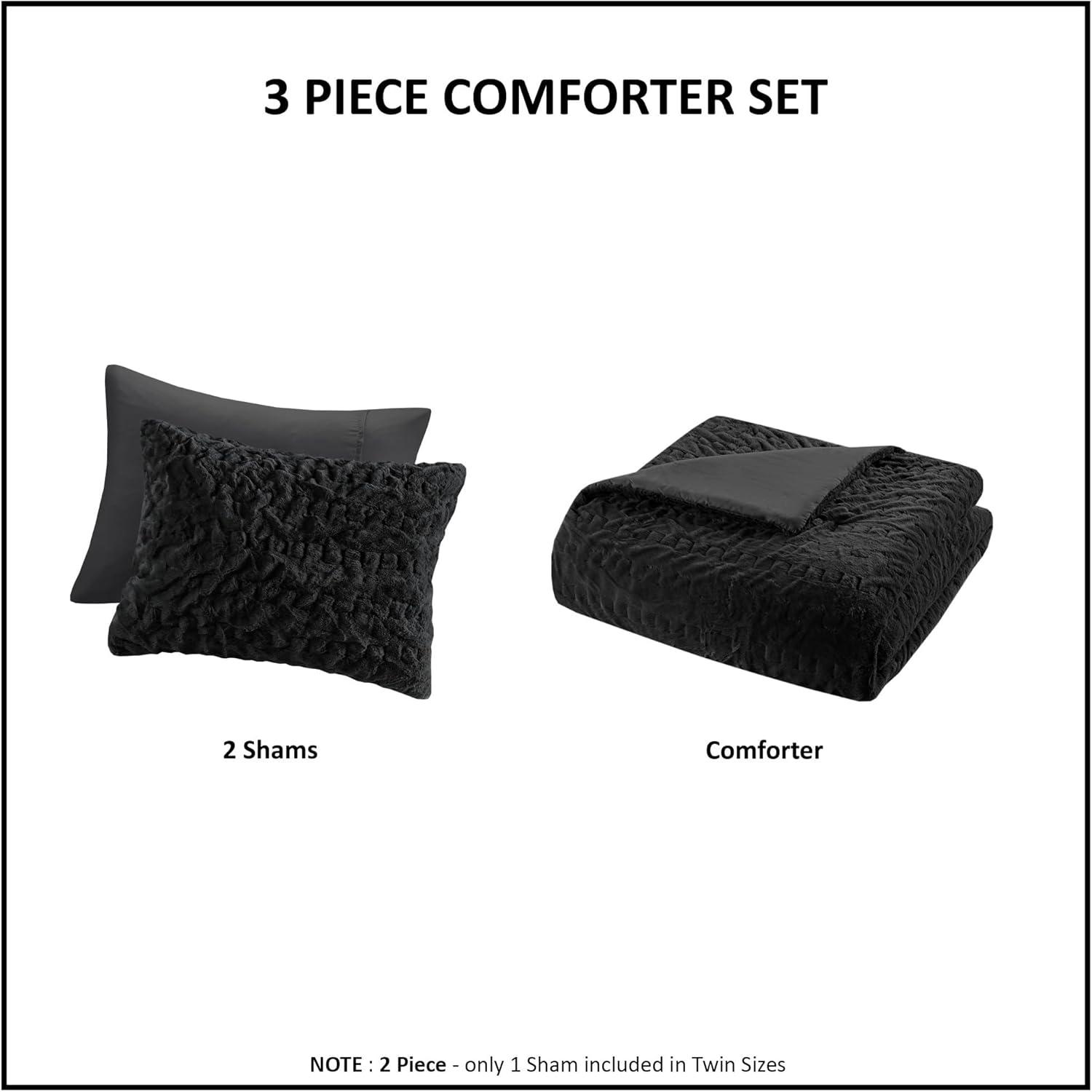 Almagul Ruched Fur Down Alternative Comforter Set