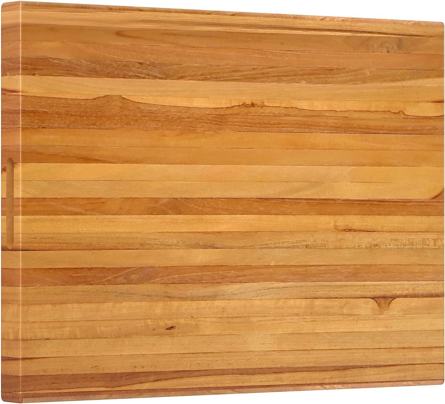 Costway Teak Wood Cutting Board Extra Large 24" Reversible Cutting Board with Handle