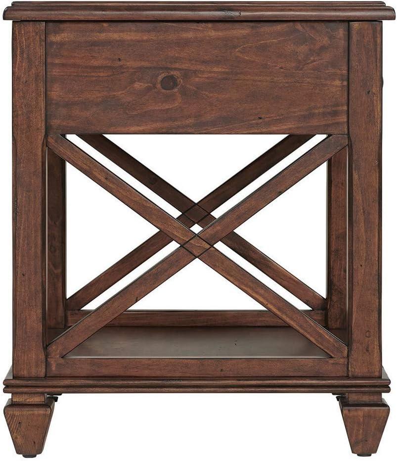 21" Bridgton Square Wood End Table with Drawer Cherry - Alaterre Furniture