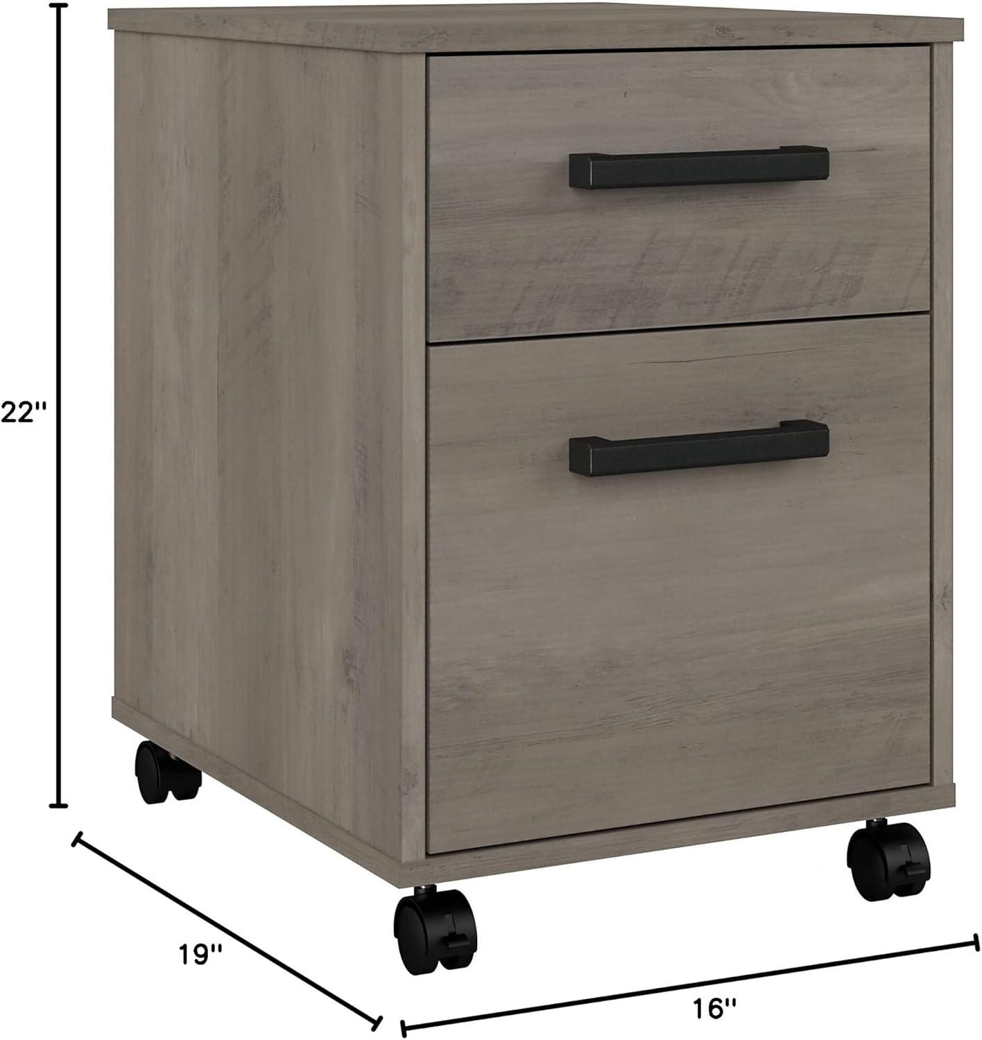 Driftwood Gray 2-Drawer Mobile File Cabinet with Lockable Casters