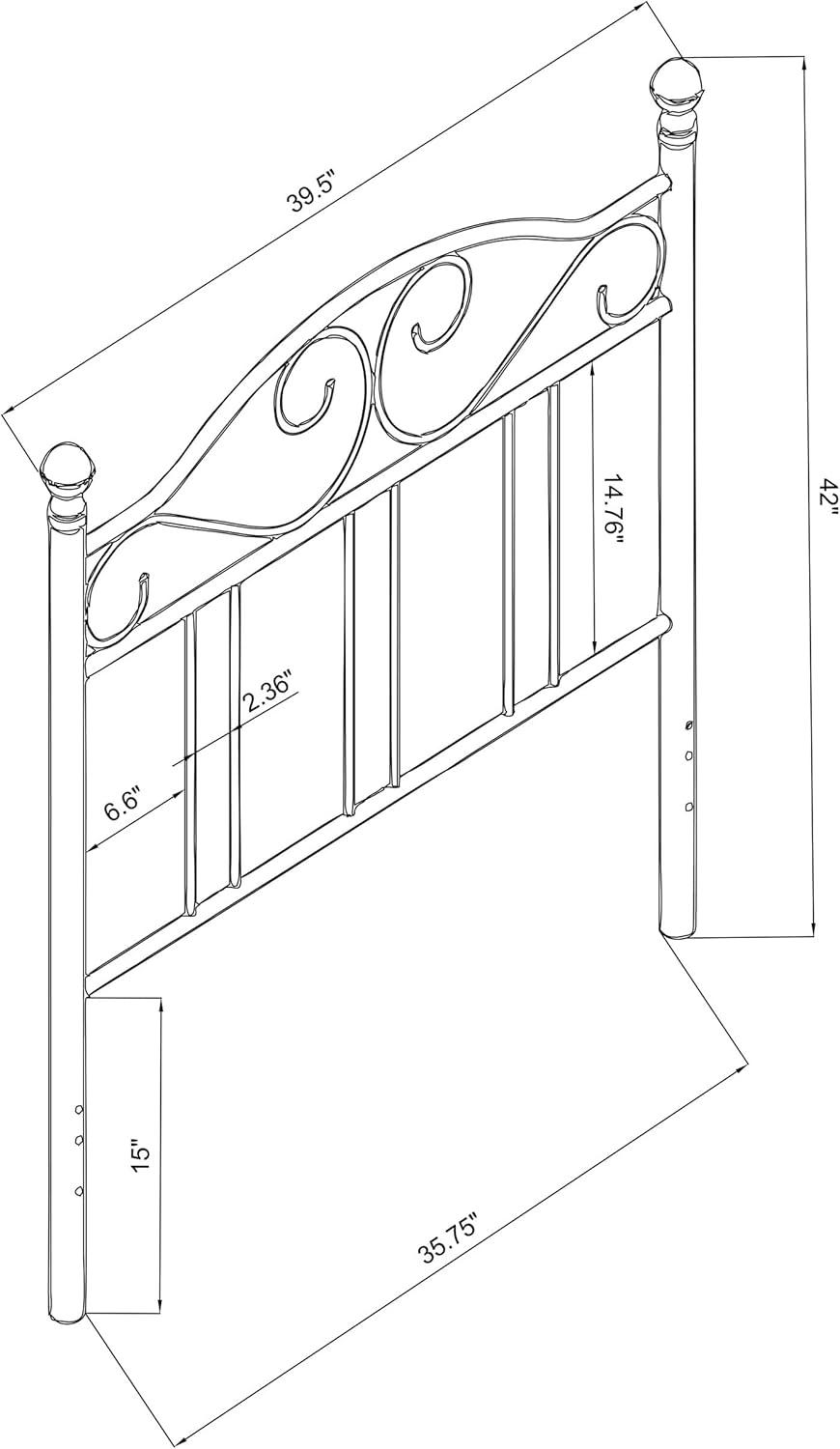 Scroll Twin Headboard Dark Bronze