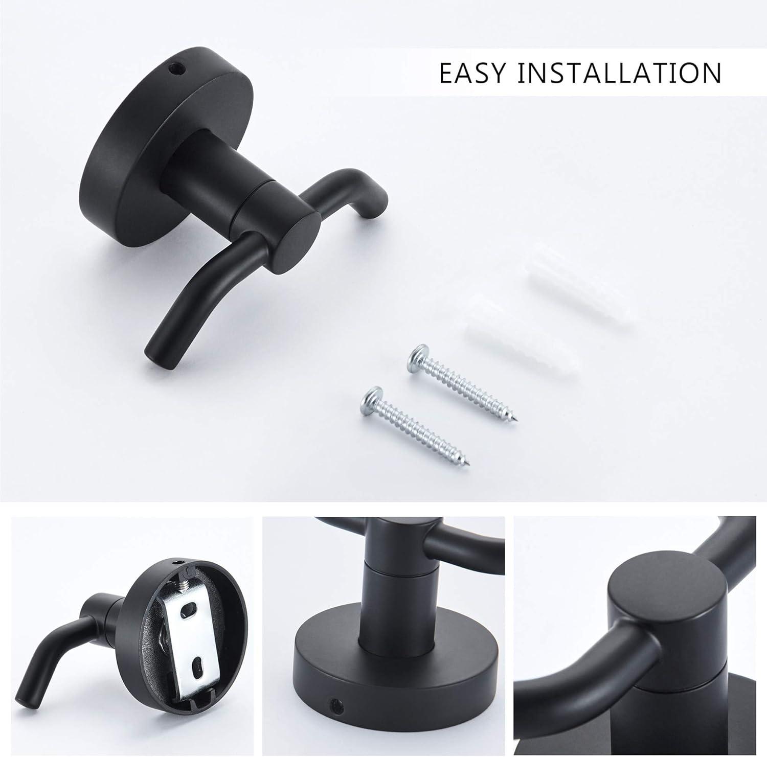 Black Bathroom Hooks for Towels | Modern Black Hooks, Double Robe & Towel Hooks Ideal as Bathroom Towel Holder, Shower Wall Hook, Kitchen Hand Towel Holder - Bathroom Hook - Shower Hook