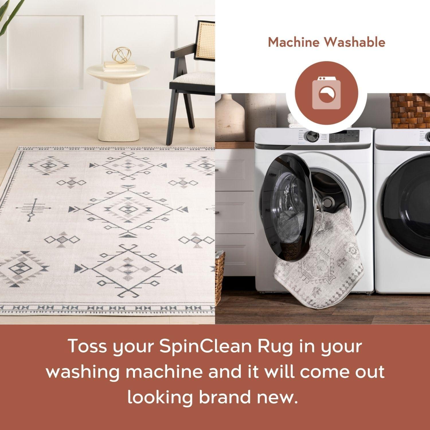 Nuloom Evalyn Southwestern Pet Friendly Machine Washable Area Rug, 3' x 5', Cream