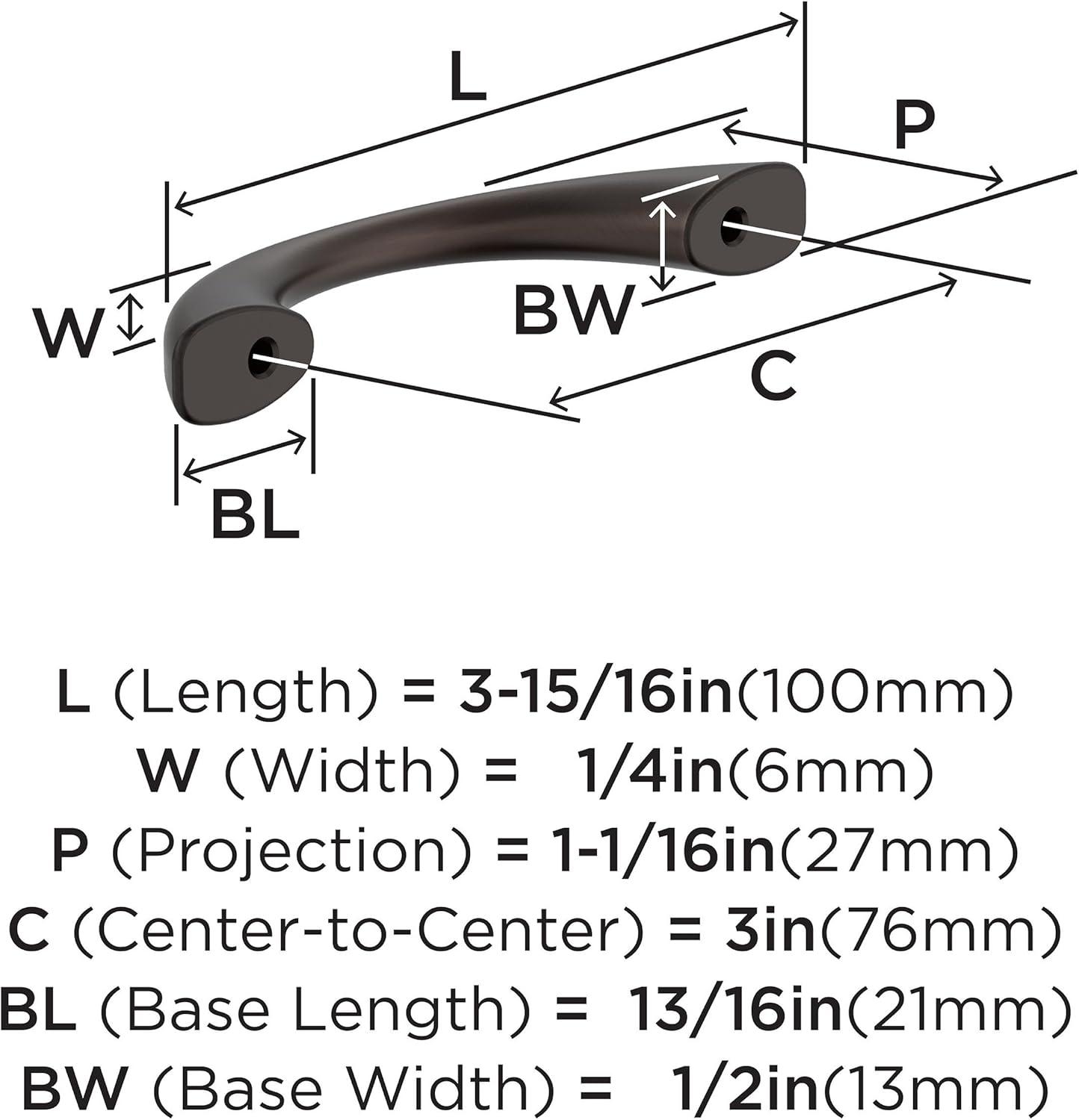 Vaile 3-Inch Oil-Rubbed Bronze Cabinet Pull with Mounting Hardware