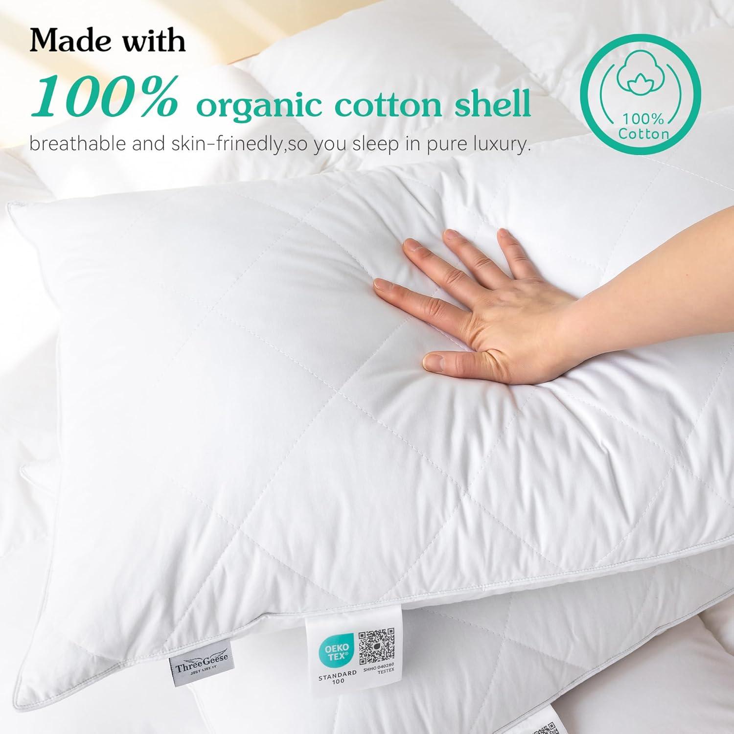 White Queen Size Hypoallergenic Feather Down Pillow