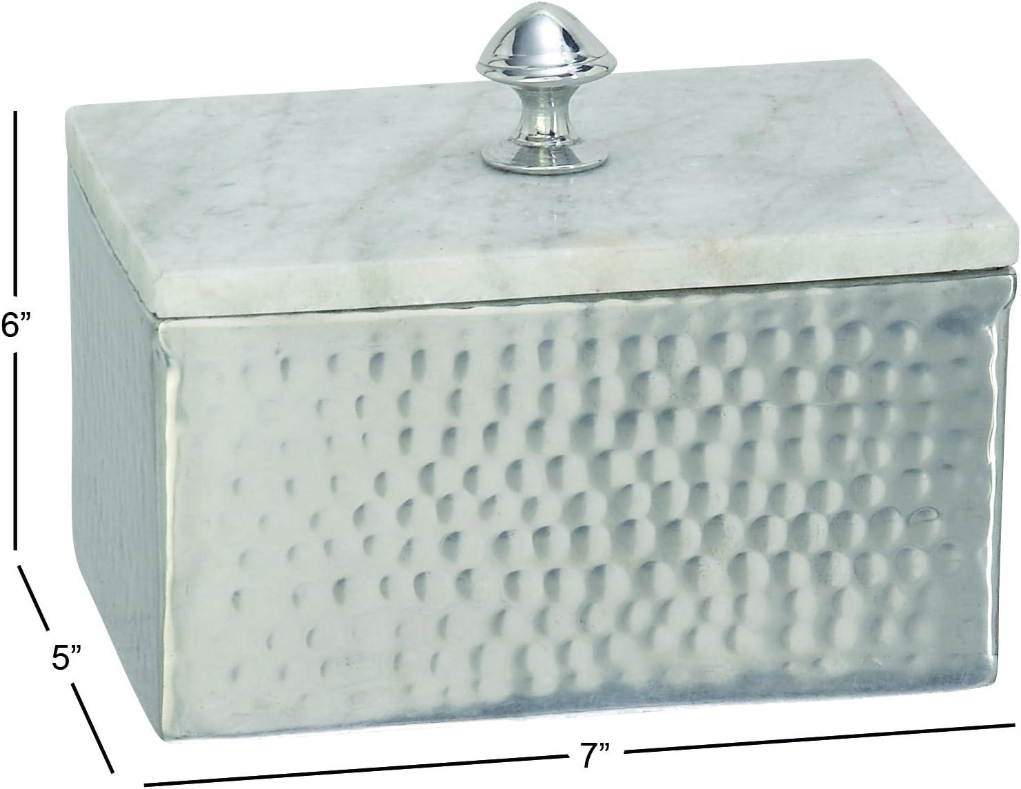 DecMode Gray Marble Decorative Jewelry Box with Marble Lid