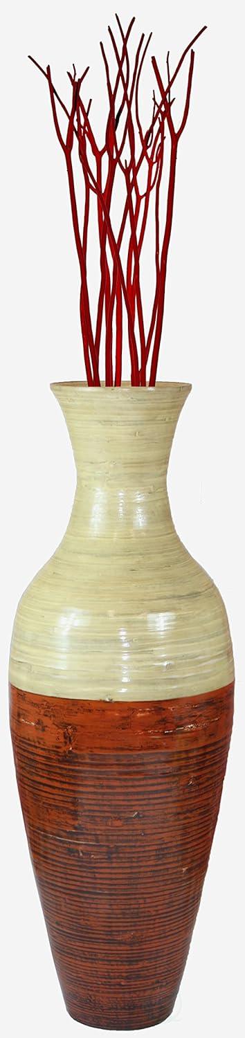 Uniquewise 43-Inch-Tall Vase, Large Floor Vase, Flower Holder, Living Room Entryway Dining Room, Red and Natural Color vase
