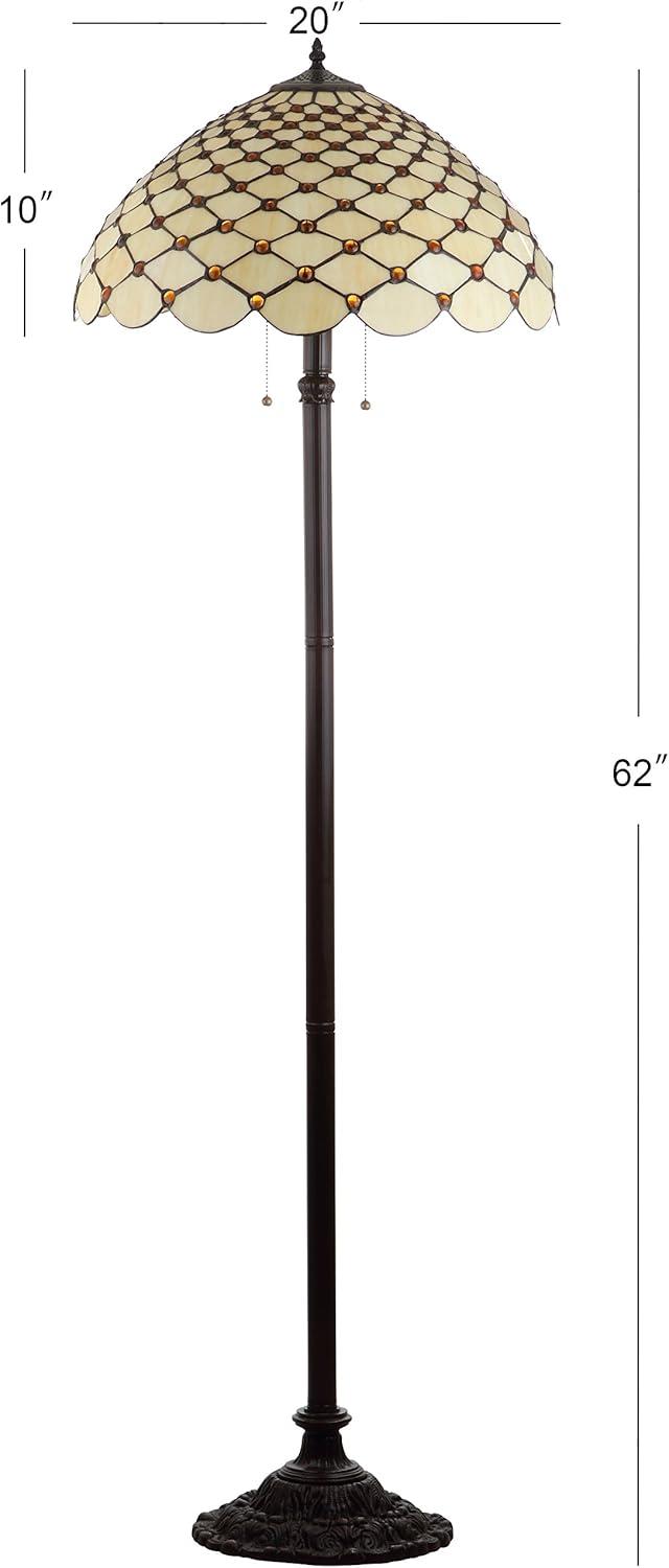 JONATHAN Y JYL8009A Lee Tiffany-Style 62" LED Floor Lamp, Traditional, Art Nouveau Style for Office, Living Room, Family Room, Dining, Bedroom, Hallway, Foyer, Bronze