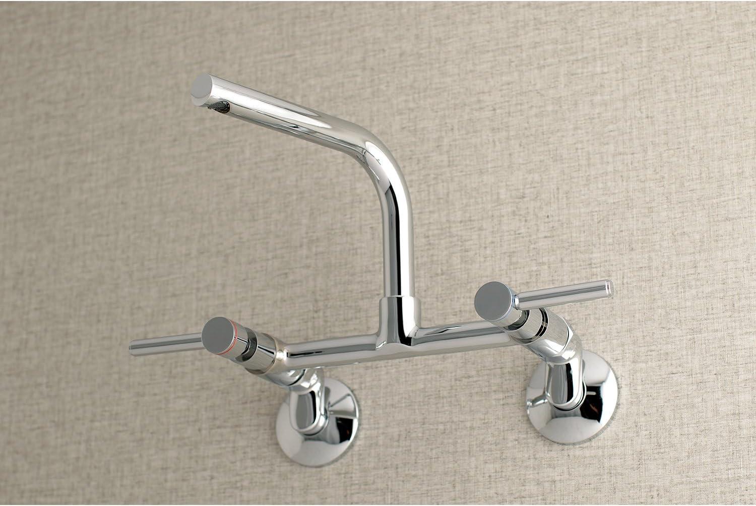 Kingston Brass Concord Double-Handle 2-Hole Wall-Mount Bridge Kitchen Faucet