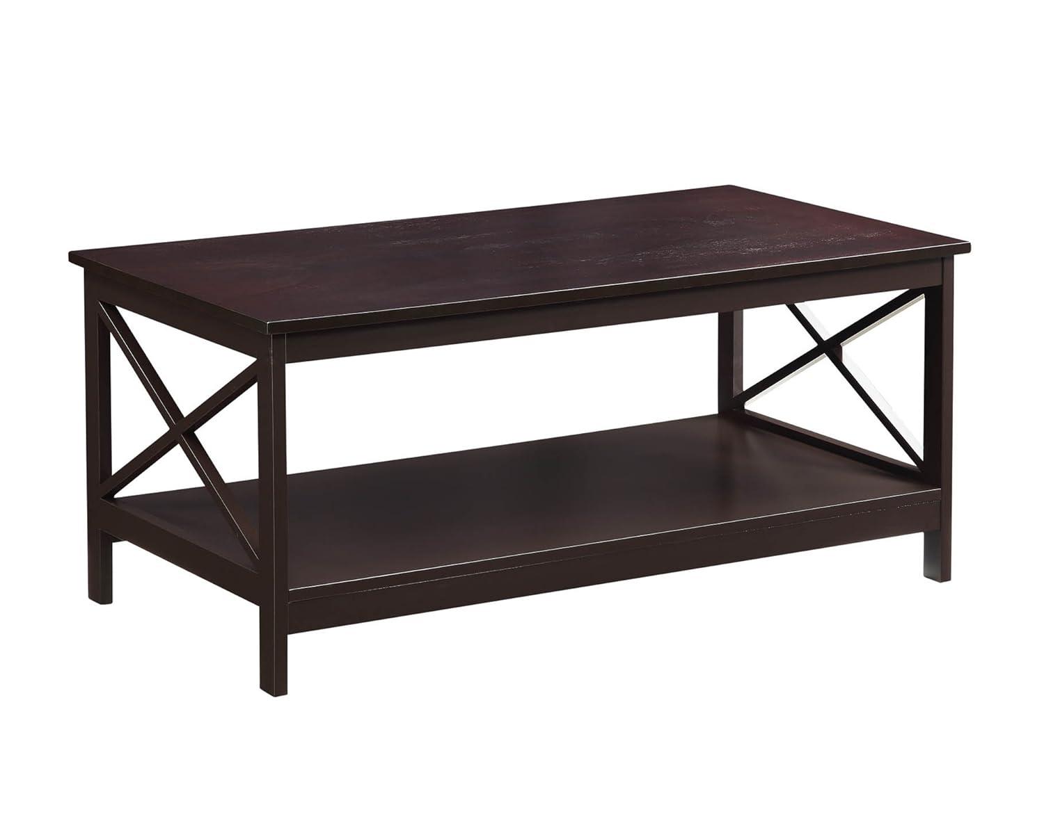 Convenience Concepts Oxford Coffee Table with Shelf in Espresso Wood Finish