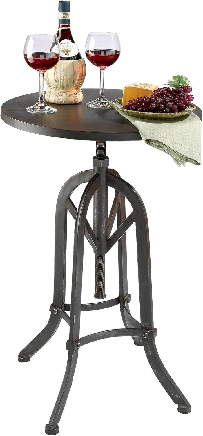 Industrial Black Metal Adjustable Height Side Table