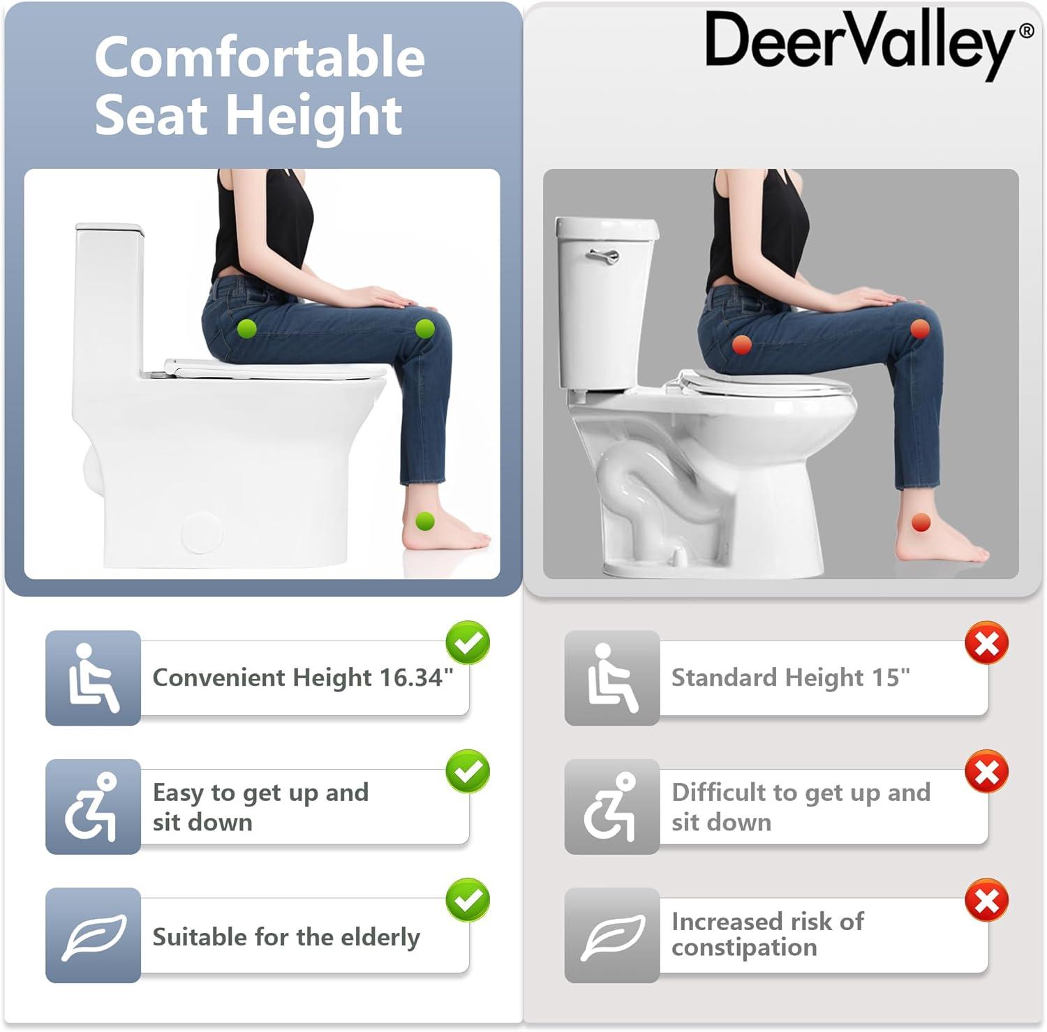 One Piece Toilet For Bathroom, Modern Bathroom Toilet with Dual Flush 1.1/1.6 Gpf Fully Skirted Toilets(Soft Close Seat)