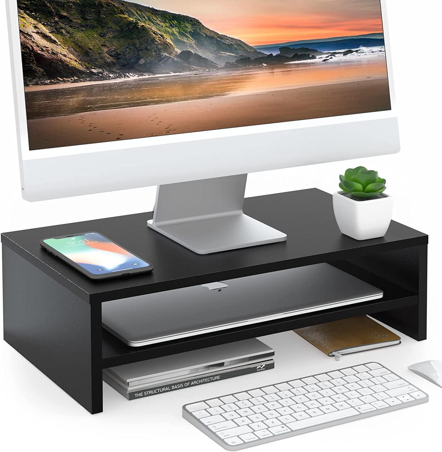 FITUEYES DT204201WB Computer Monitor Riser Desktop Stand with Storage Space 2, 528 oz
