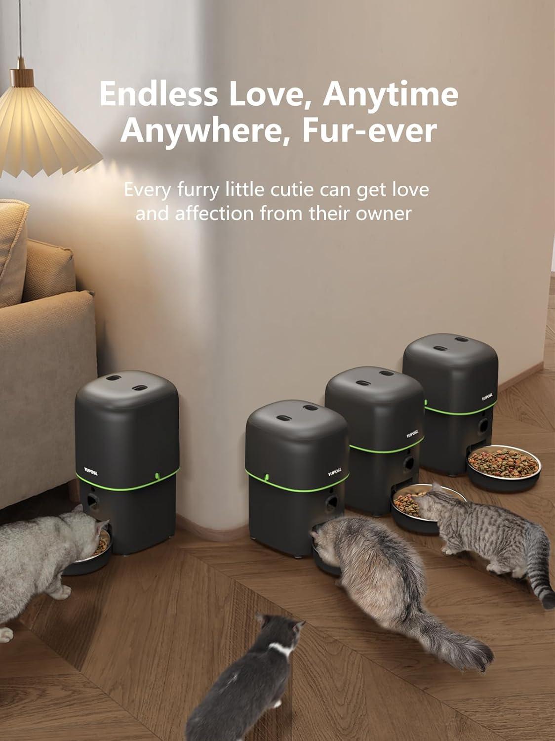 Yuposl 5G WiFi Automatic Cat Feeders Easy to Use - 2L/4L Cat Food Dispenser, Automatic Timed Cat Feeder with Dual-Band WiFi APP Control for Remote Feeding, Easy to Clean Also for Dogs C9