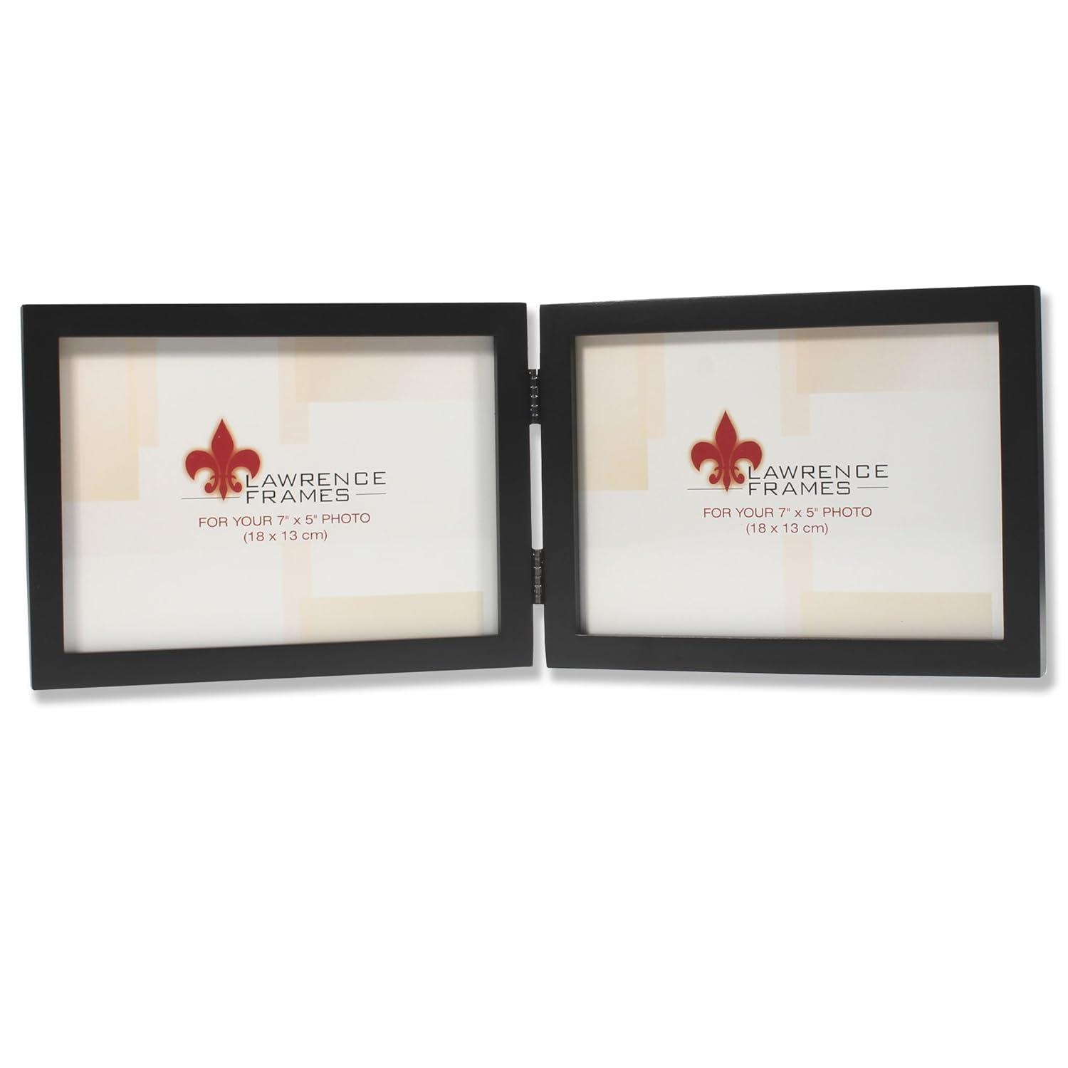 Lawrence Frames 5x7 Hinged Double (Horizontal) Black Wood Picture Frame - Gallery Collection 755575D