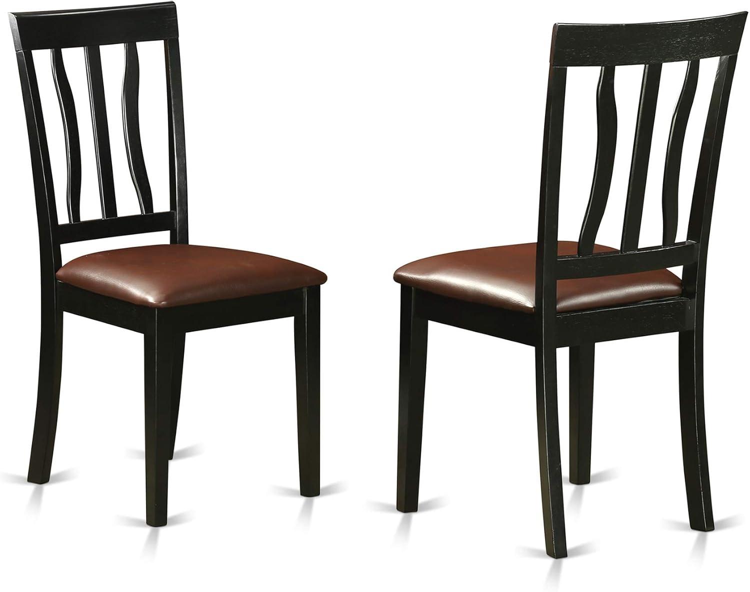 Weston 5-Piece Black & Cherry Dining Set with Leather-Seat Chairs