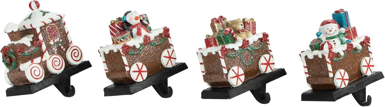 Northlight Set of 4 Gingerbread Train Christmas Stocking Holders 4.75"