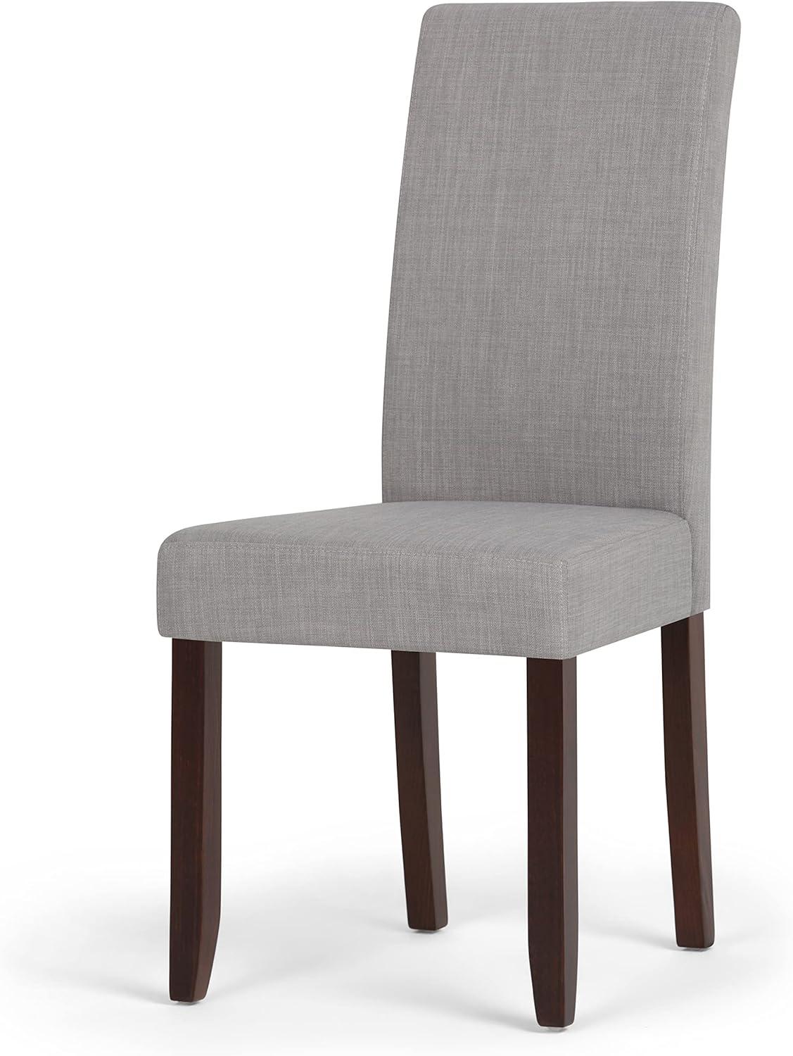 Elegant Dove Grey Linen Upholstered Parsons Dining Chair