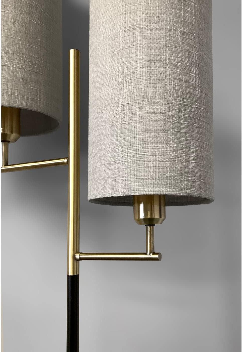 26.75" Davis Table Lamp Matte Black - Adesso: Antique Brass Finish, Linen Shade, UL Listed, 60W, No Tools Assembly