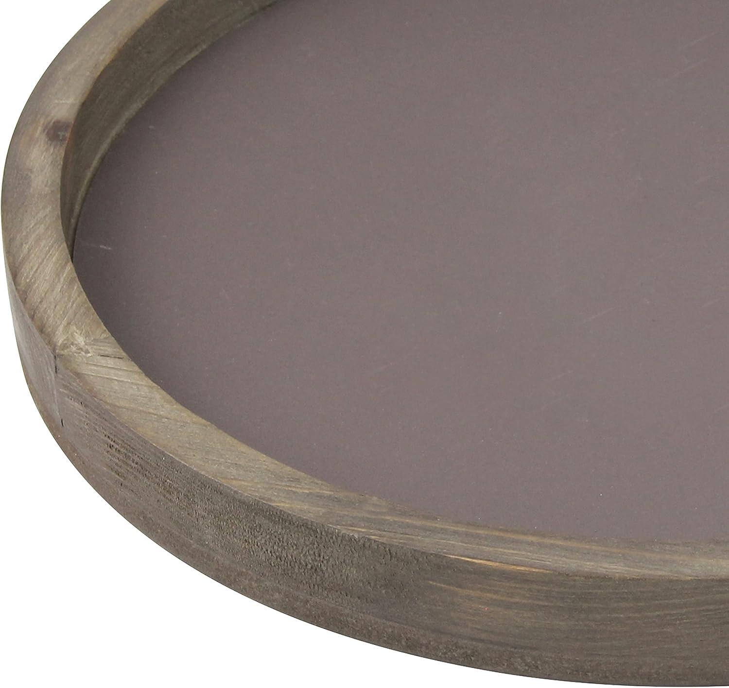 11.8" Rustic Round Wood Tray Brown - Stonebriar Collection