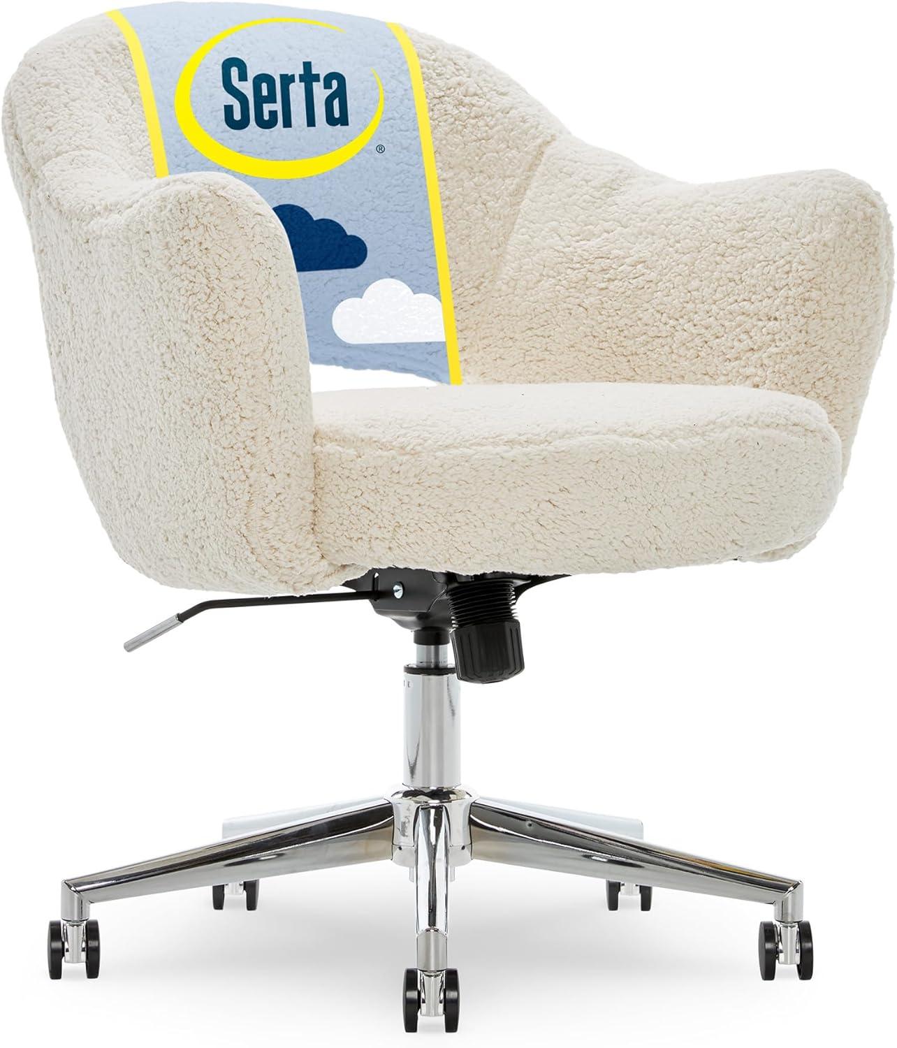 Serta Valetta Midcentury Modern Faux Fur Home Office Chair with Memory Foam Padding