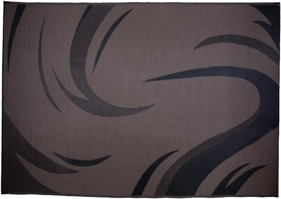SD8187 8-Feet X 18-Feet Graphic Swish RV Reversible Patio Mat, Brown/Tan