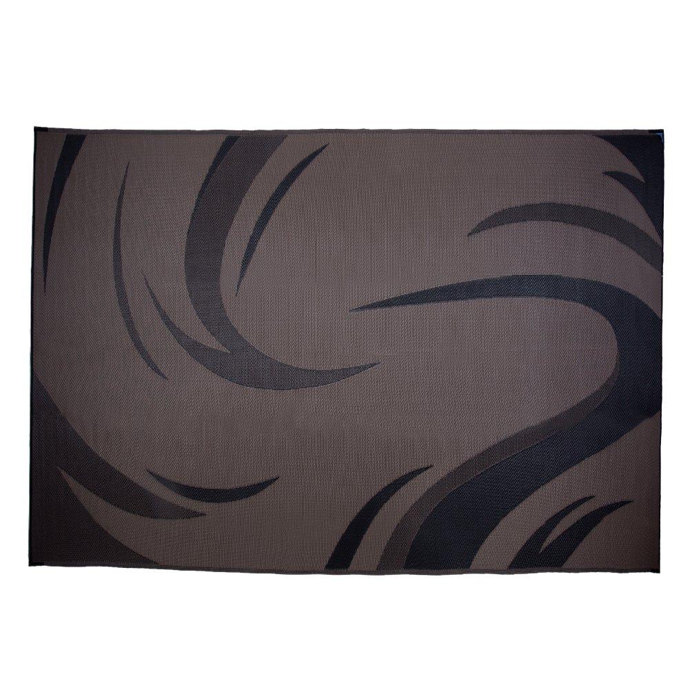 SD8187 8-Feet X 18-Feet Graphic Swish RV Reversible Patio Mat, Brown/Tan