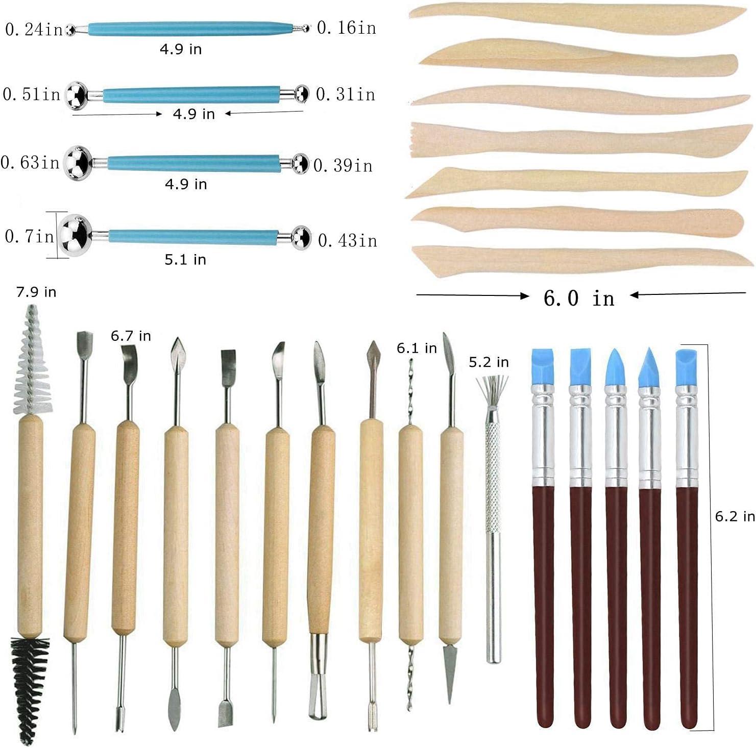 57-Piece Wooden and Stainless Steel Pottery Sculpting Tool Set