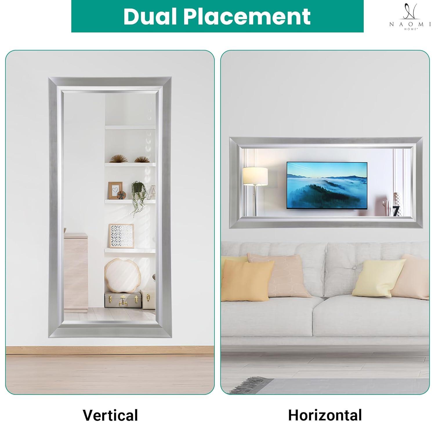 Red Barrel Studio® Chappell Beveled Full Length Huge Floor Mirror XL Mirror Large Standing Silver Floor Mirror