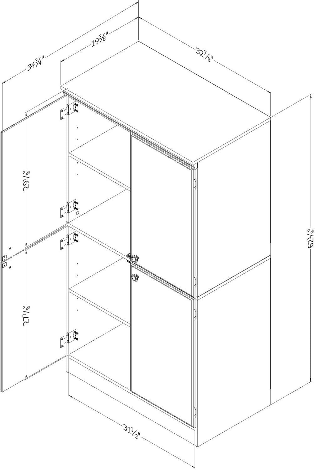 Pure White 4-Door Office Storage Cabinet with Adjustable Shelves