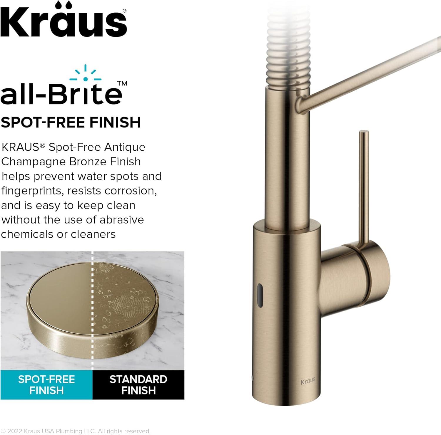 KRAUS Oletto Touchless Sensor Commercial Pull-Down Single Handle Kitchen Faucet with QuickDock Top Mount Assembly